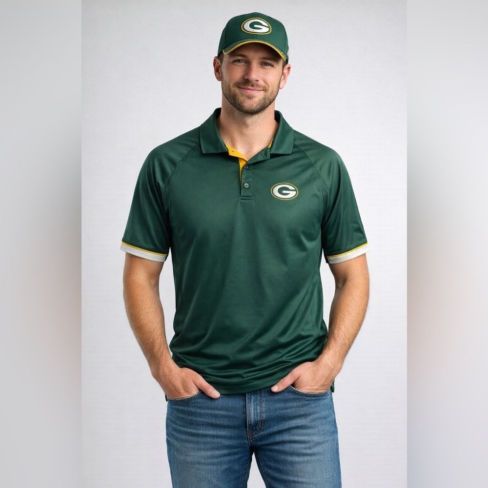 NWOT majestic Green Bay Packer polo shirt size M